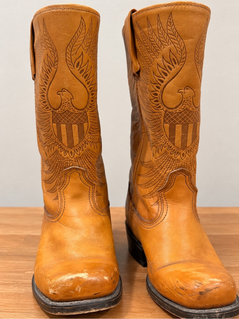 Rare Vintage 1970s Dingo #5306 Men’s Eagle Leather Cowboy Boots Size 7.5M